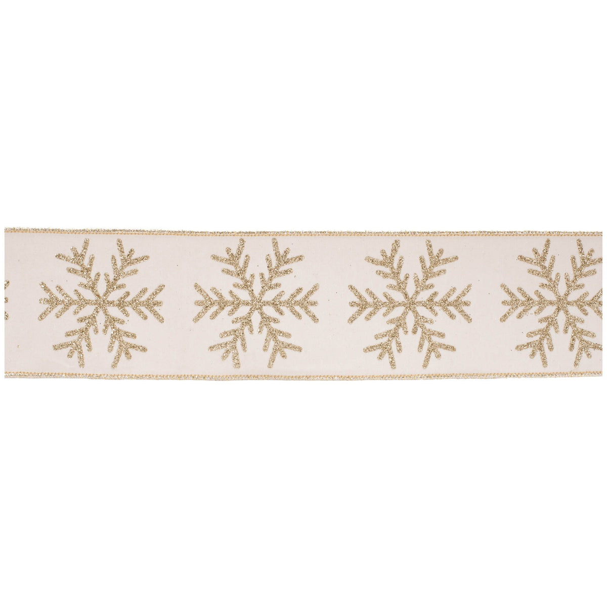 Glittered Snowflake Wired Ribbon 4" x 5 Yds.