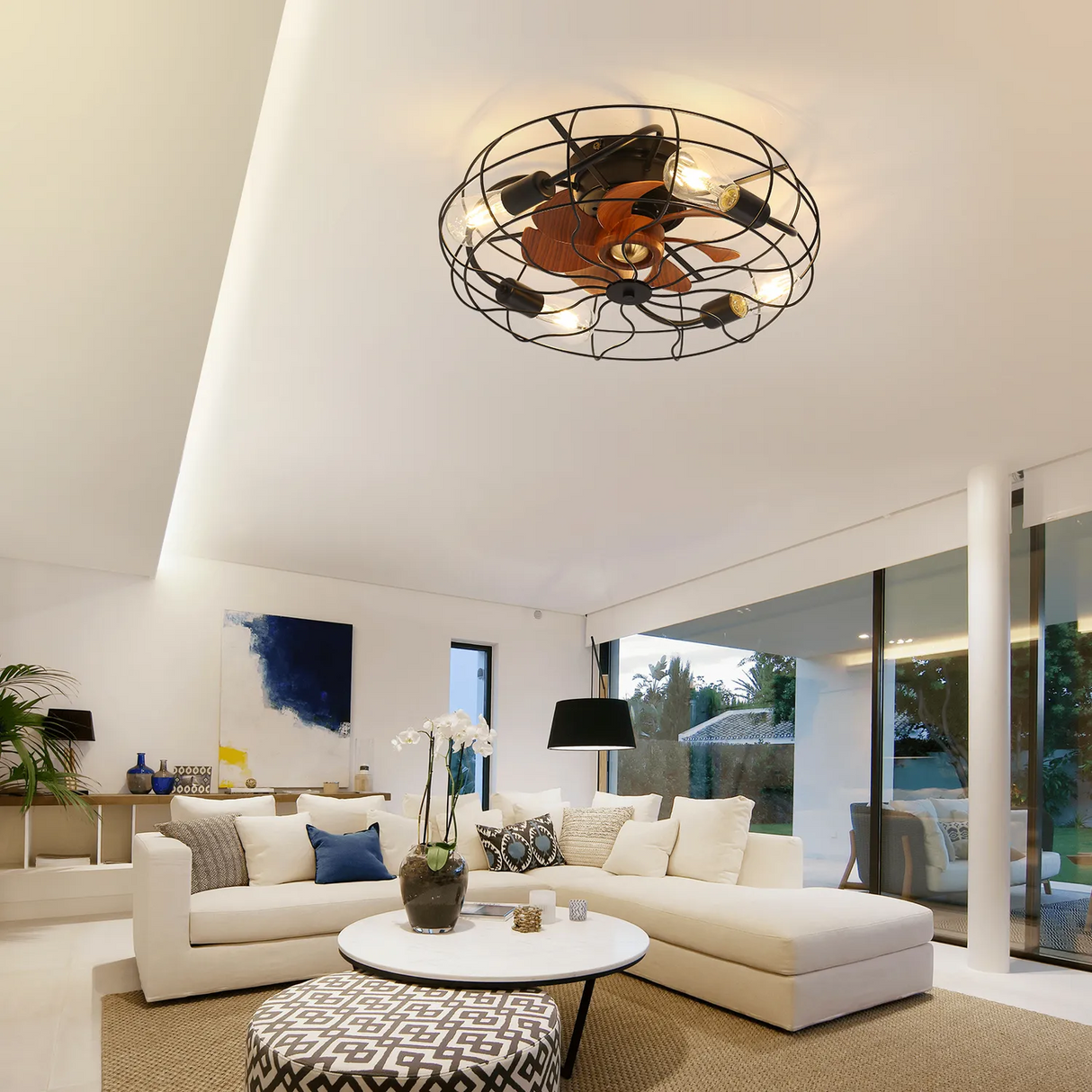 Industrial Style 20 Inch Matte Ceiling Fan with Light