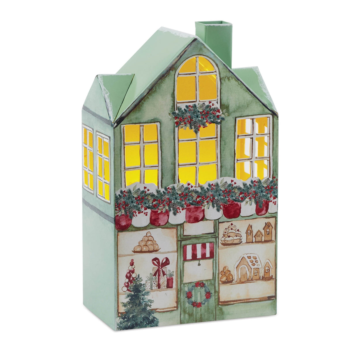 Iron Village Bakery with LED Accent 12"H