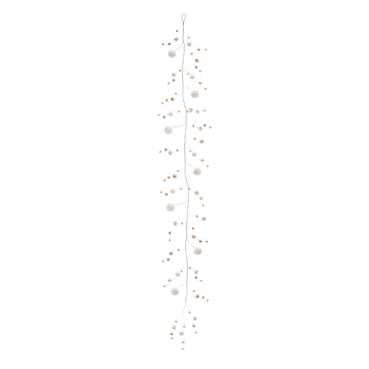 Wood Bead and Puff Ball Garland (Set of 2)