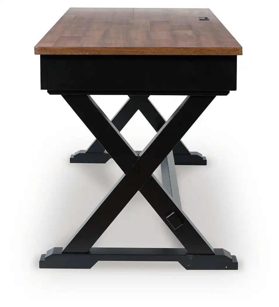 Wildenauer - Home Office Desk - Brown / Black - Best Buy Furniture