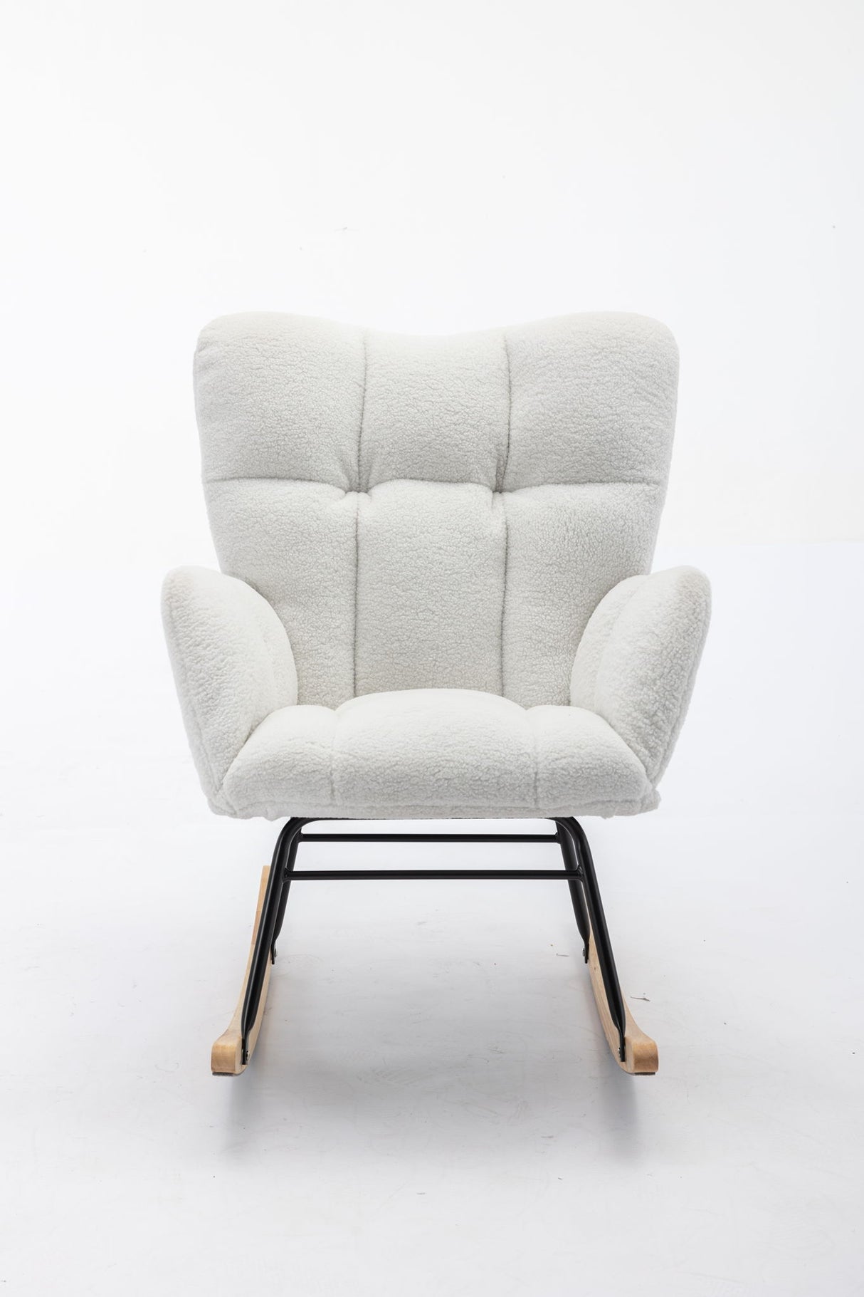 Teddy Fabric Rocking Gilder Nursery Chair For Living Room Indoor - Ivory