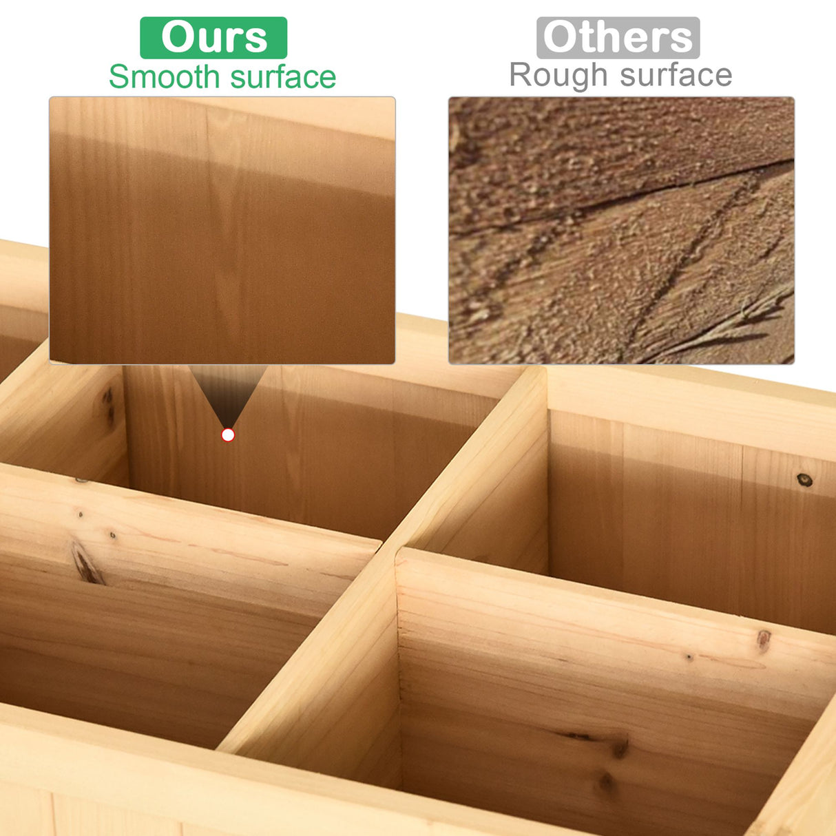 Outsunny 43" Wooden Raised Garden Bed with 8 Pockets and Shelf