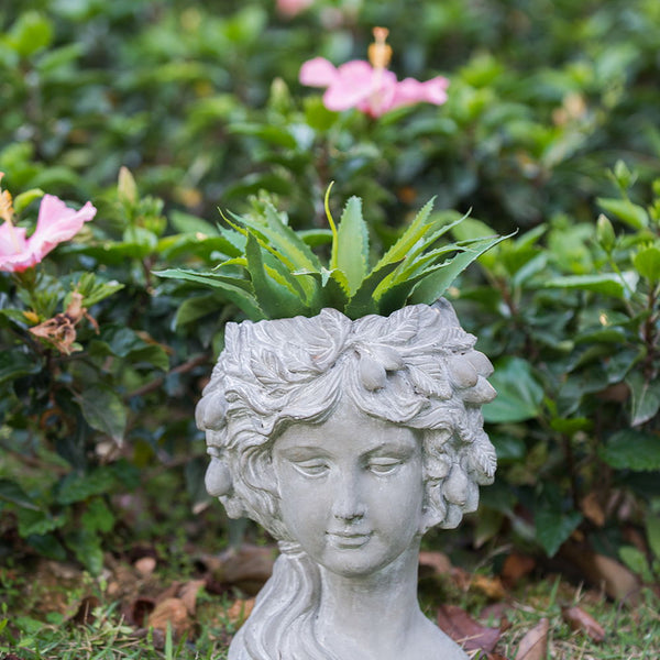 Cement Bust Wall Planter Indoor Outdoor Home Garden Decor, 8 - Gray