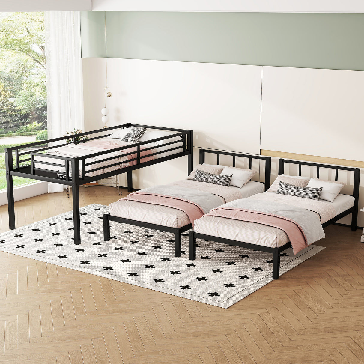 Metal Triple Bunk Bed for Kids