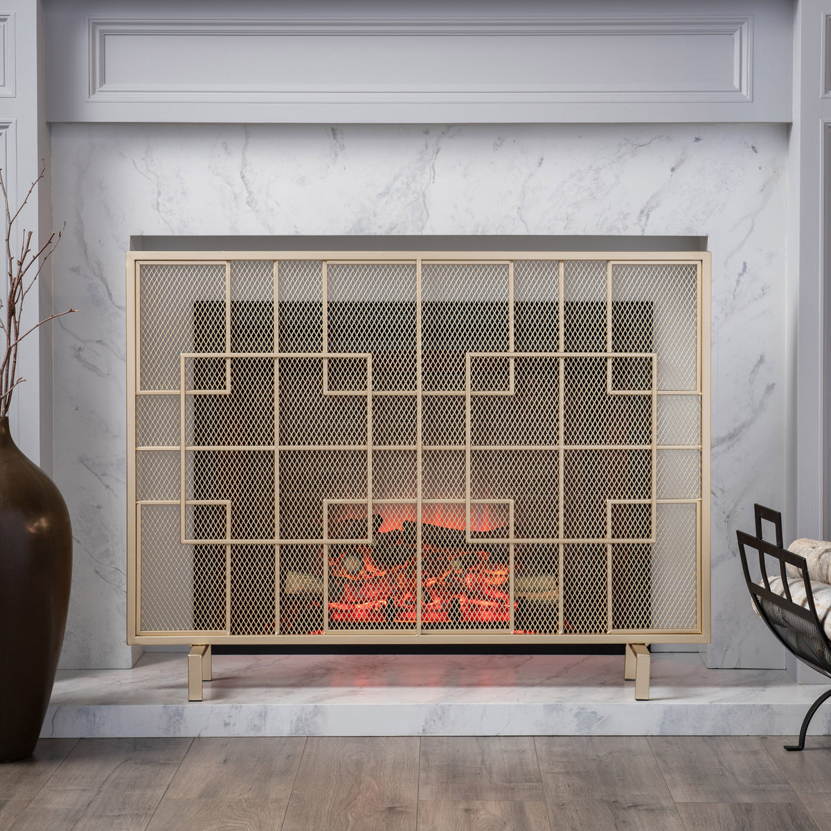 Dorothy Modern Single Panel Iron Fire Screen