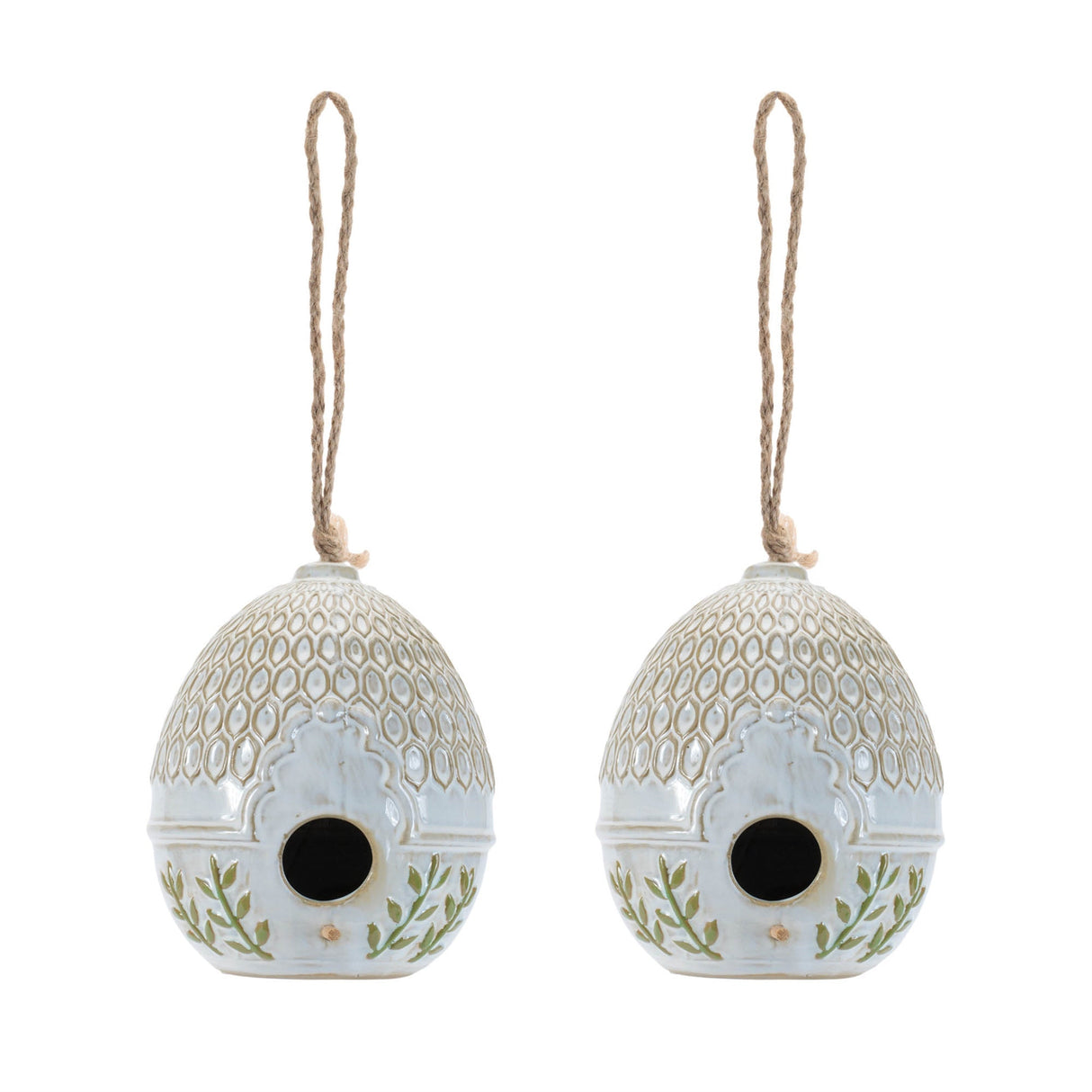 Ornate Porcelain Birdhouse (Set of 2)