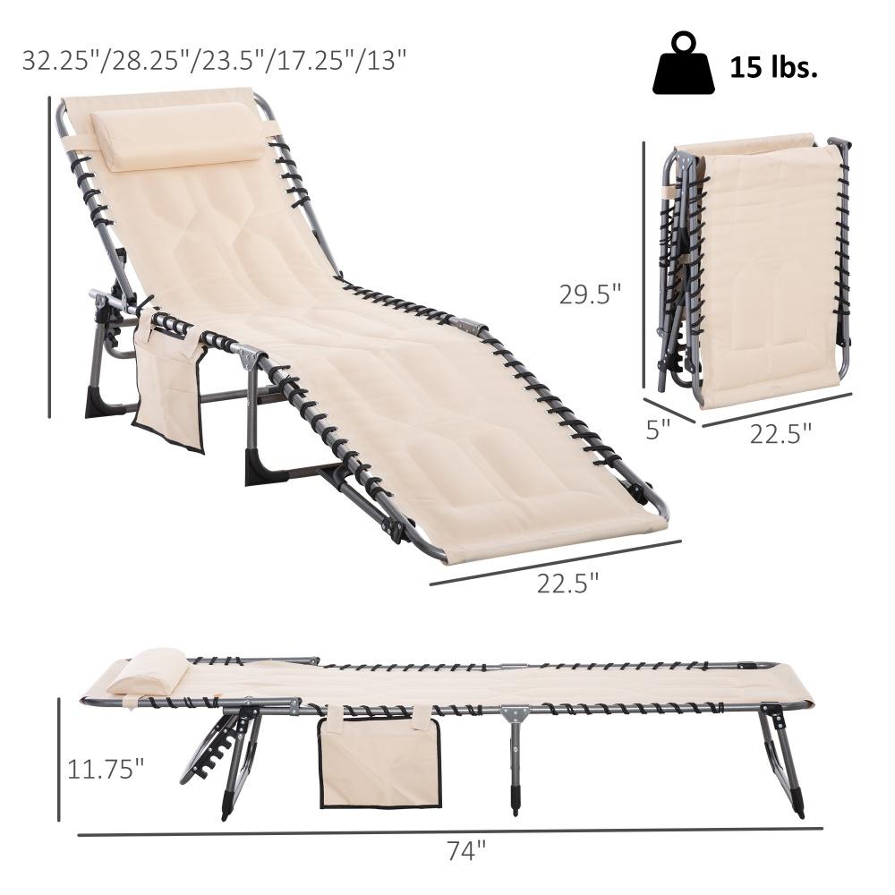 Outdoor Reclining Camping Tanning Chair with Headrest