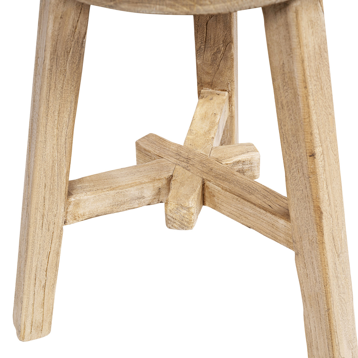 Linden Round Elm Wood Stool, 15.5-Inch, Light Brown