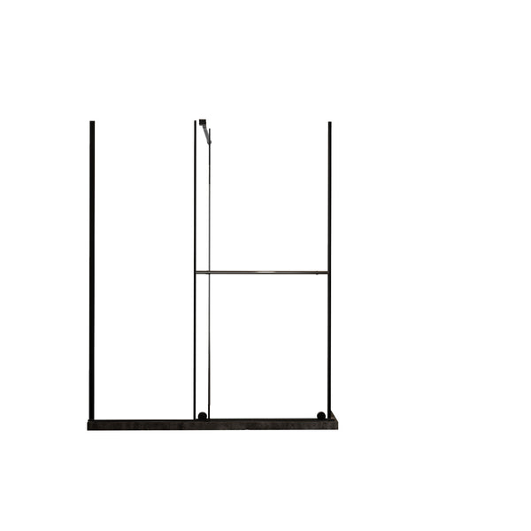 Glass Shower Door, Shower Sliding Door Walk In Shower Screen Dual Usage, 1 / 4" Thick Glass Panel With Stainless Steel Handle, Supporting Bar - Black