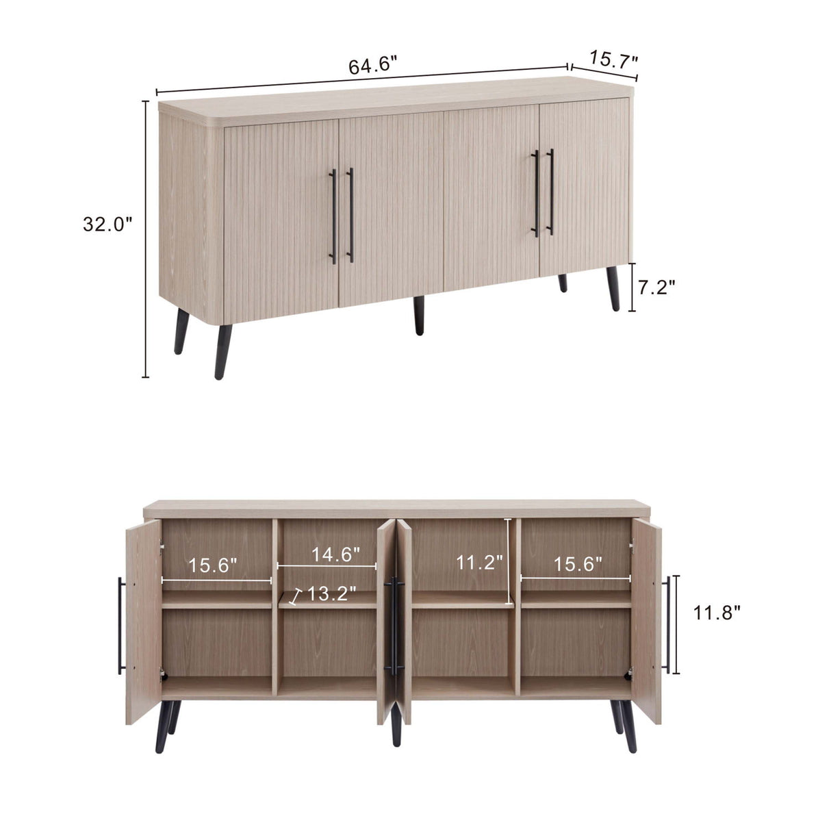Jodie - Fluted Sideboard - Oak