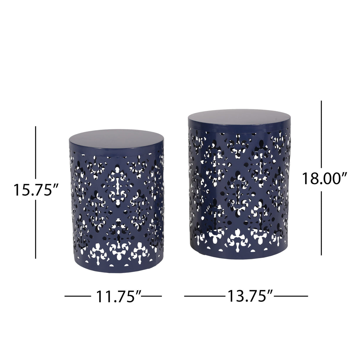 Modern Iron Cut Design End Table (Set of 2) - Navy Blue - Best Buy Furniture
