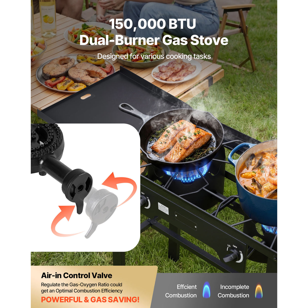 2 Burner Outdoor Propane Gas Stove