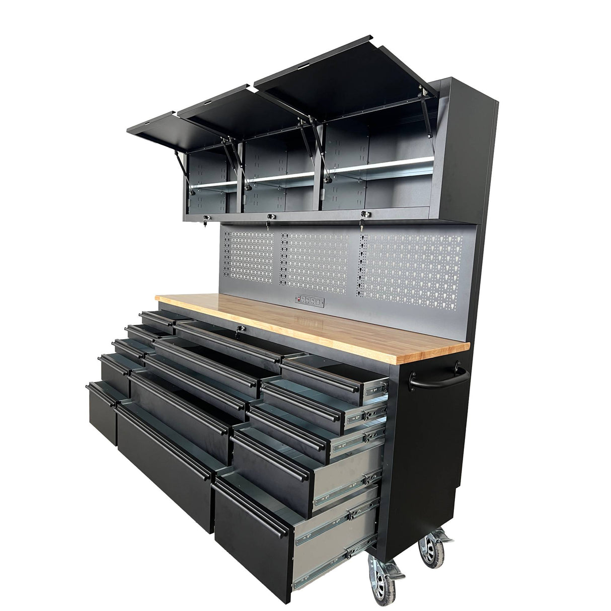 72" Heavy Duty Rolling Tool Storage Cabinet with Power Strip