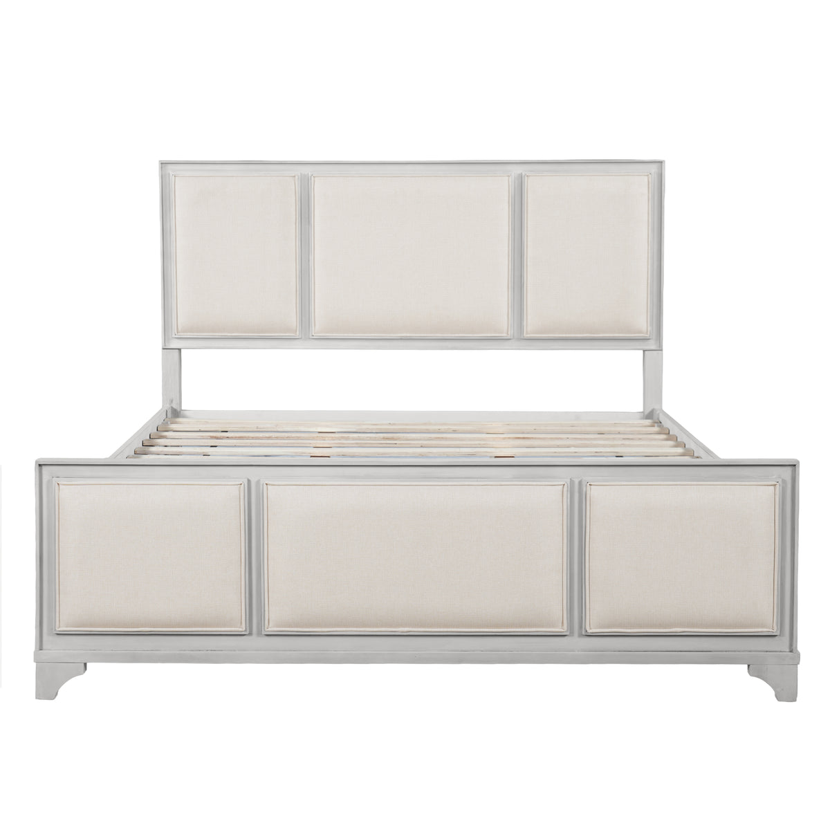 Queen Size Wooden Bed Frame with Upholstered Headboard