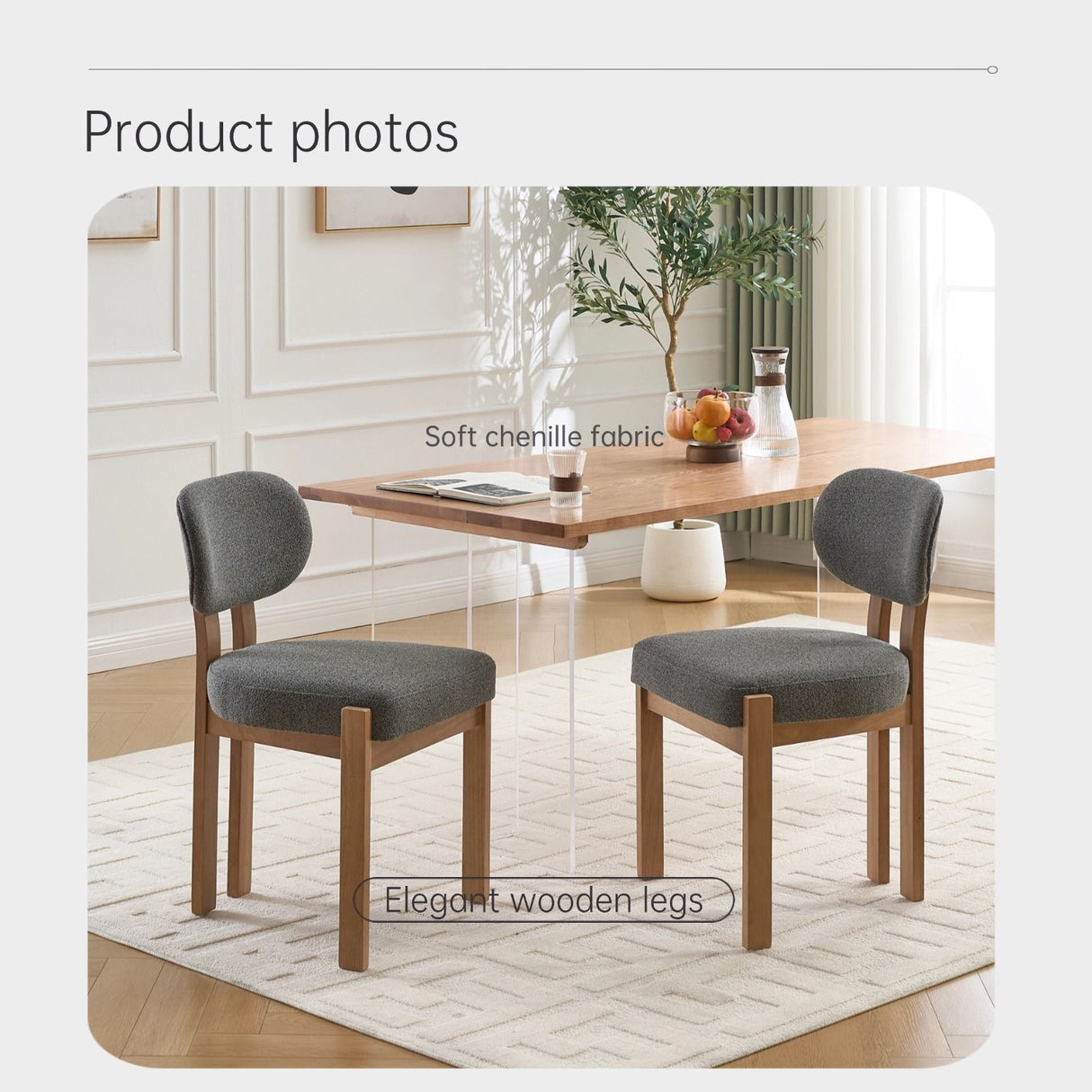 Dining Chairs With Ergonomic Backrest And Adjustable Feet (Set of 2)
