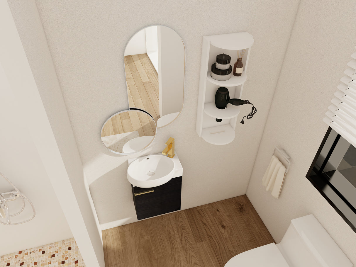 Soft Close Doors Bathroom Vanity With Sink and Storage Rack, 16 Inch