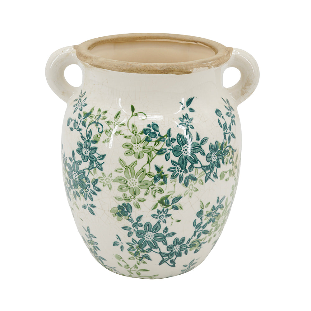 Floral Twin-Handle Vase