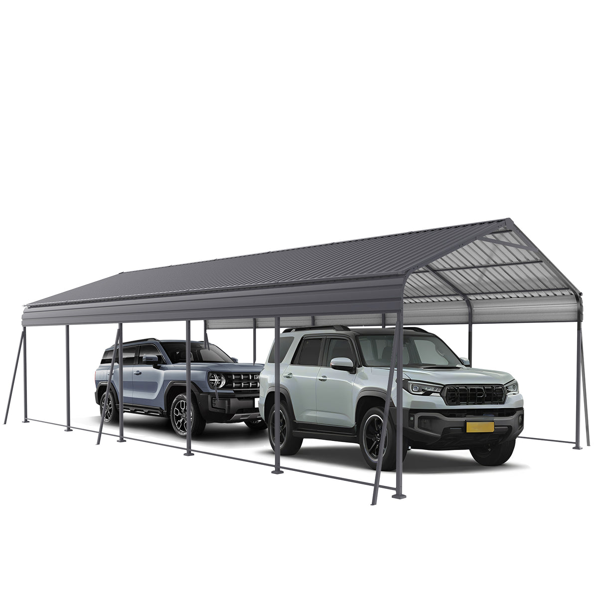 Metal Carport 13 × 26.5 FT with Galvanized Steel Roof