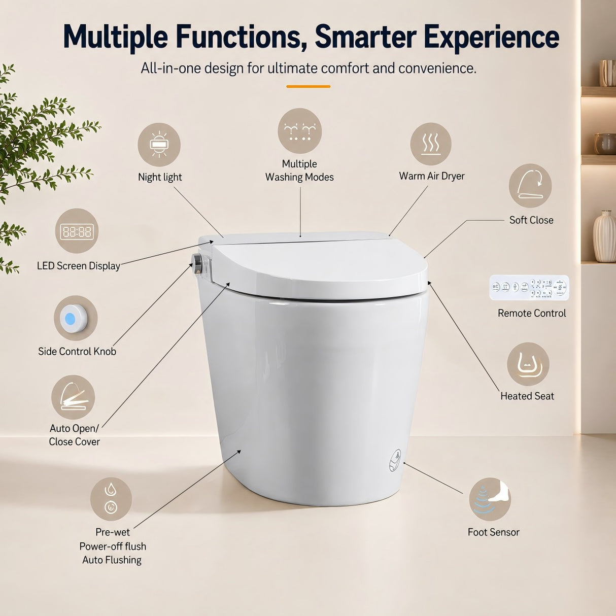 Smart Toilet With Bidet Built In