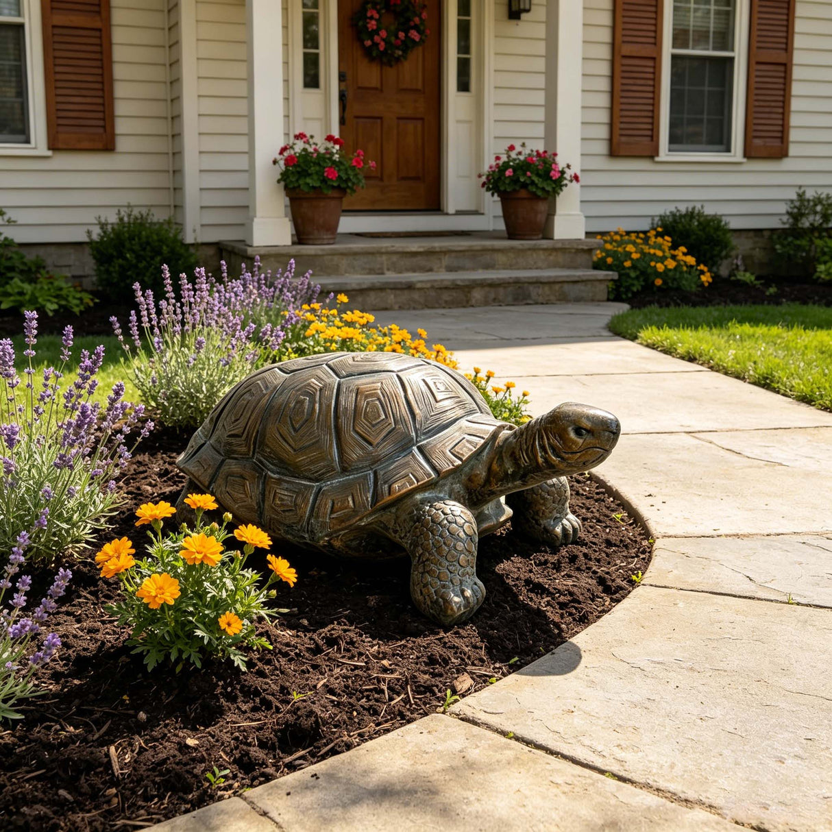 30.51" Long Realistic Tortoise Figurine, 11.22" High Resin Turtle Statue, Large Outdoor Garden Sculpture for Nature Decor & Themed Displays
