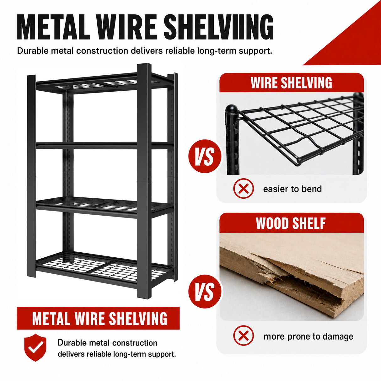 60"H 4-Tier Adjustable Heavy Duty Shelving Metal Mesh Storage Rack (2240 Lbs Loading Capacity) - Metal Shelf Organizer for Pantry, Garage, Kitchen - 40"W*20"D*60"H -