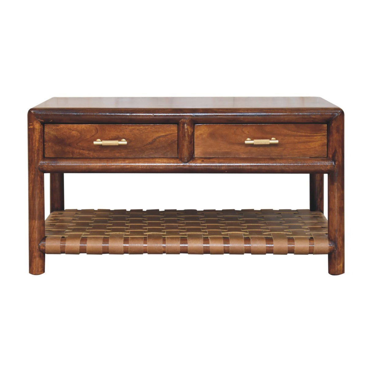 Regency Woven Console Table with 4 Drawers, Open Slot