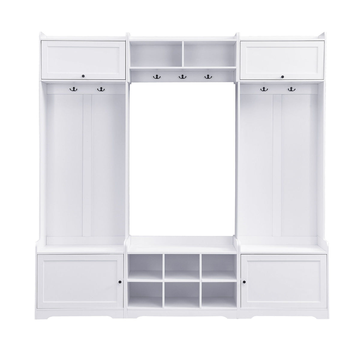 Wide Hall Tree With Shoe Storage, 4 In 1 Entryway Bench