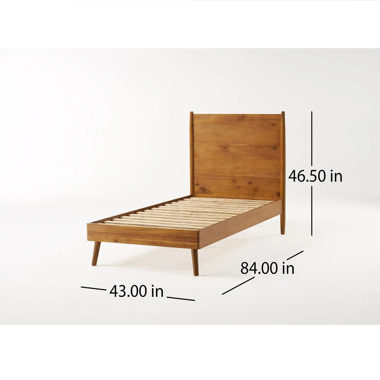 Okioki - Mid-Century Natural Stained Solid Acacia Wood Bed - Best Buy Furniture