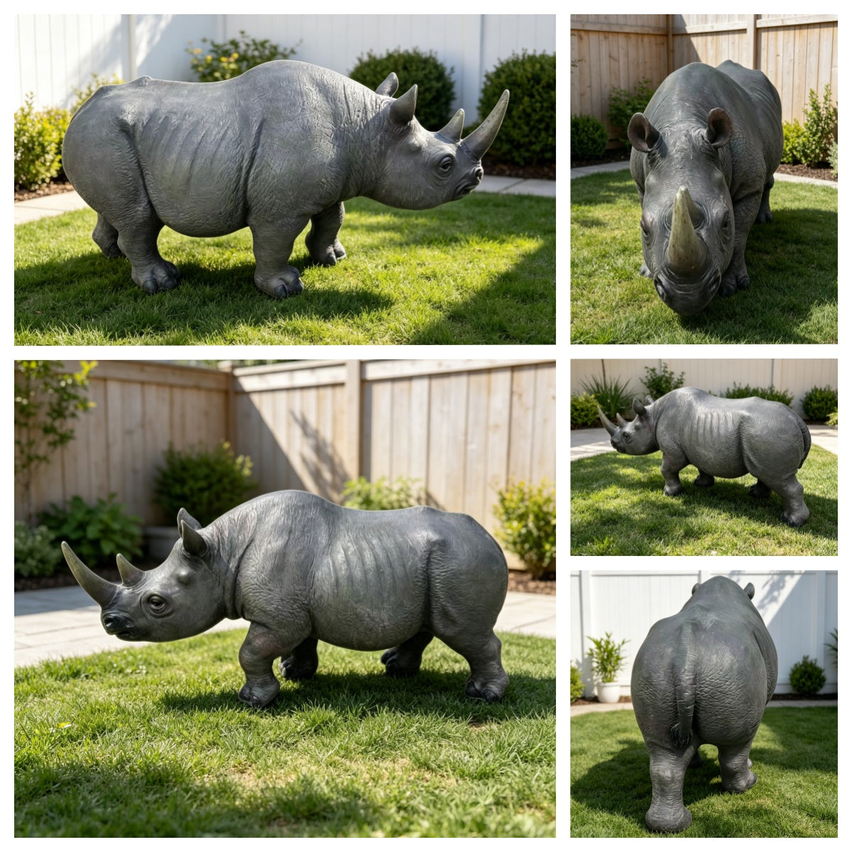 27.5" Large Realistic Rhinoceros Garden Statue