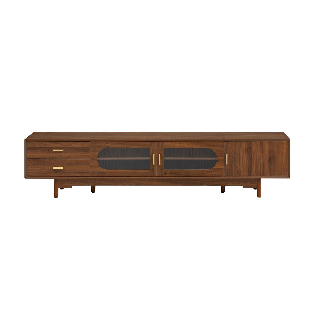 Modern TV Stand With Fluted Glass Doors & 2 Drawers