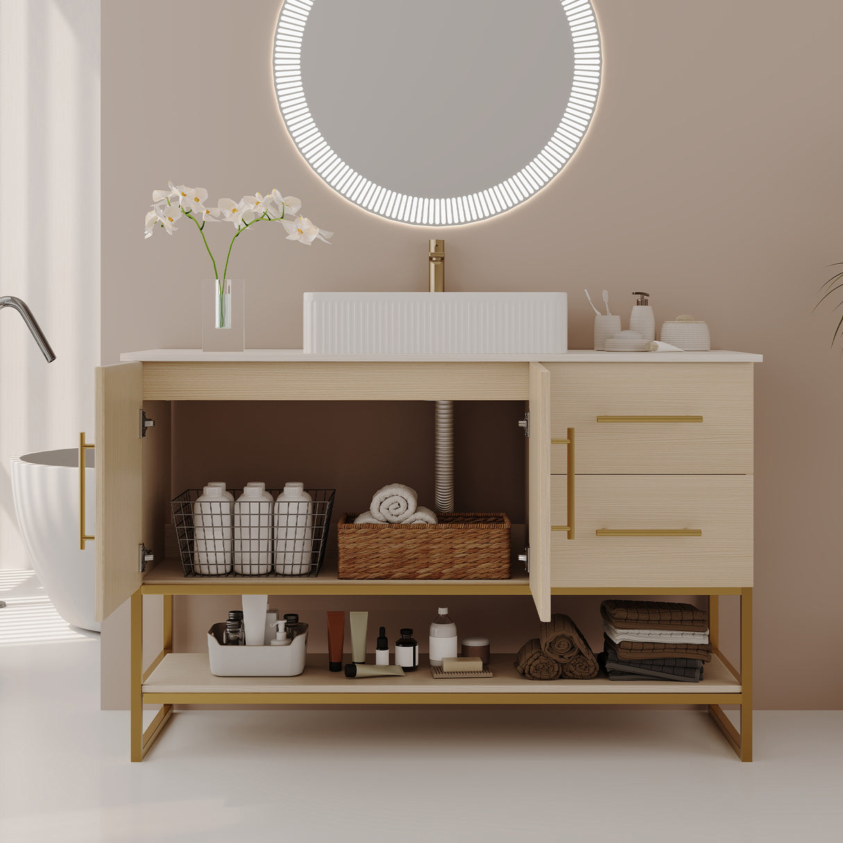 36" Modern Bathroom Vanity with Ceramic Vessel Sink