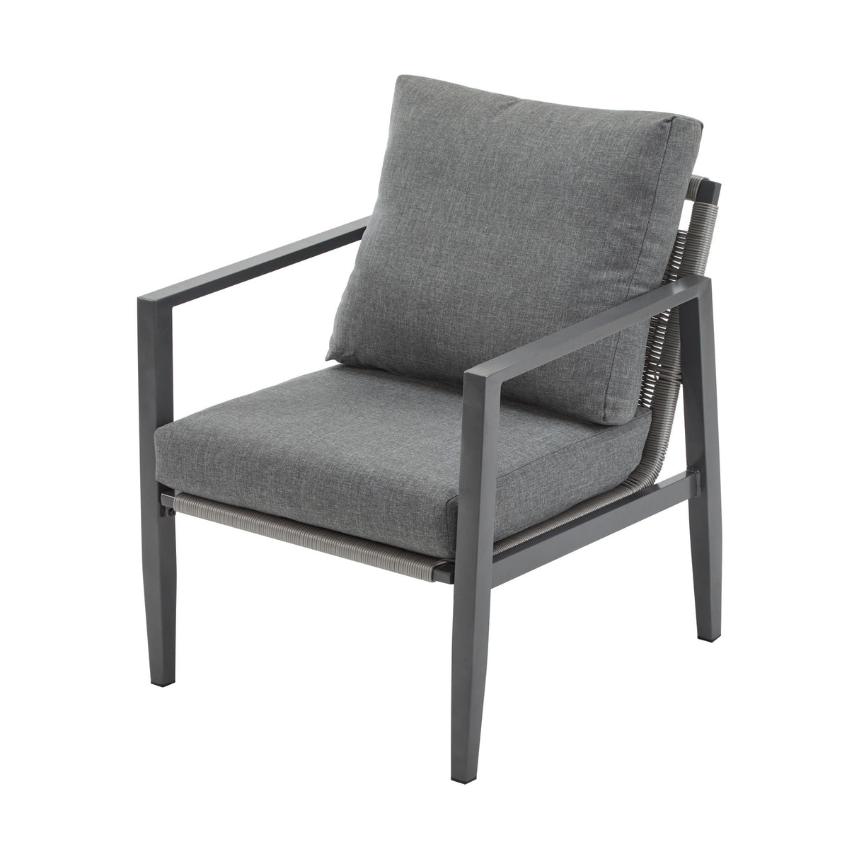 Modern Lounge Chair With Rope Accents And Cushions