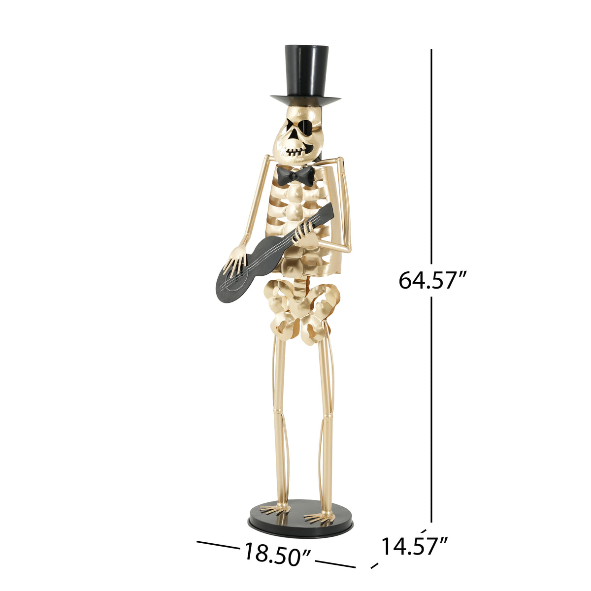 64.6 Inch Metal Skeleton Musician Statue