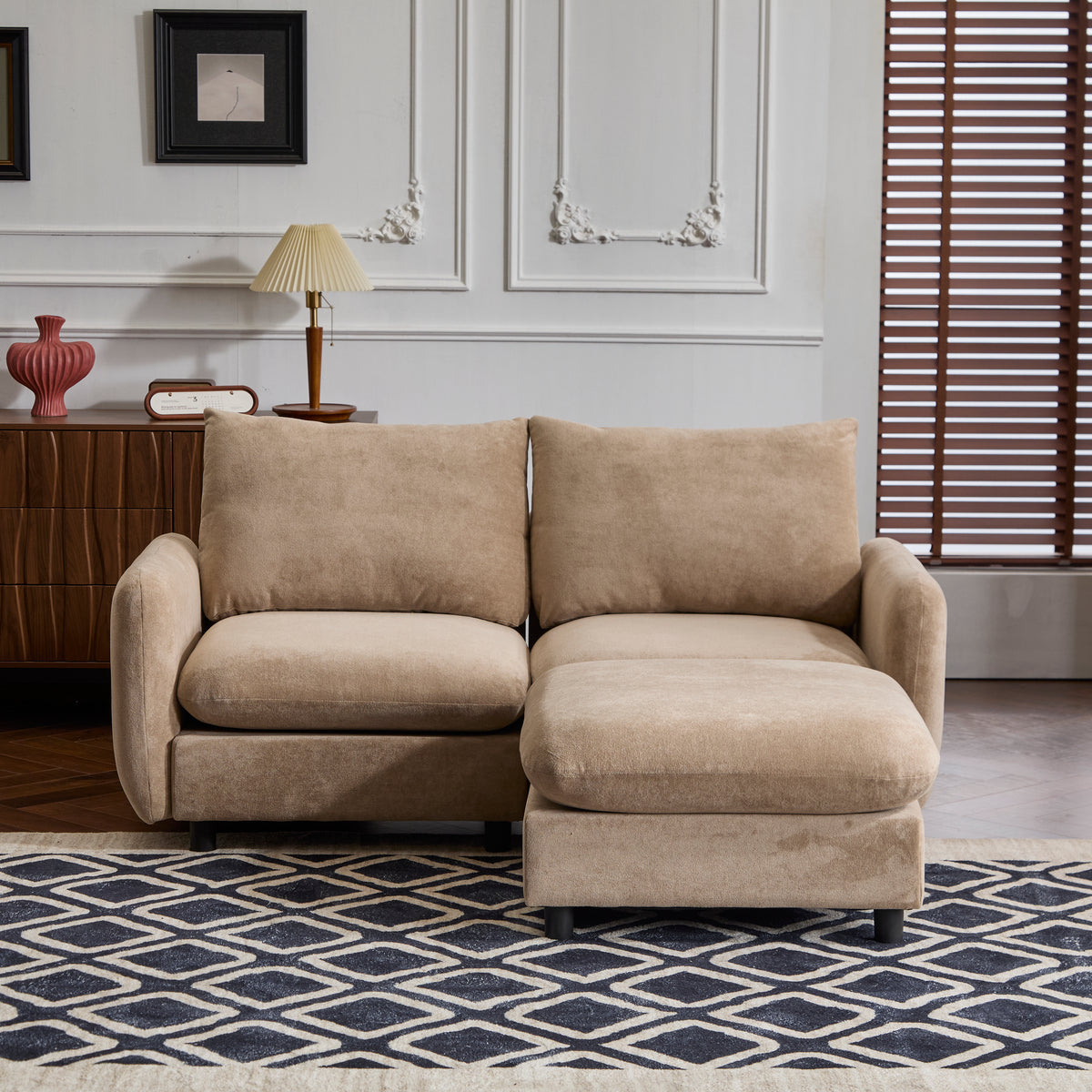 69 in. 3-Piece L Shaped Modular Sectional Sofa Couch with Ottoman