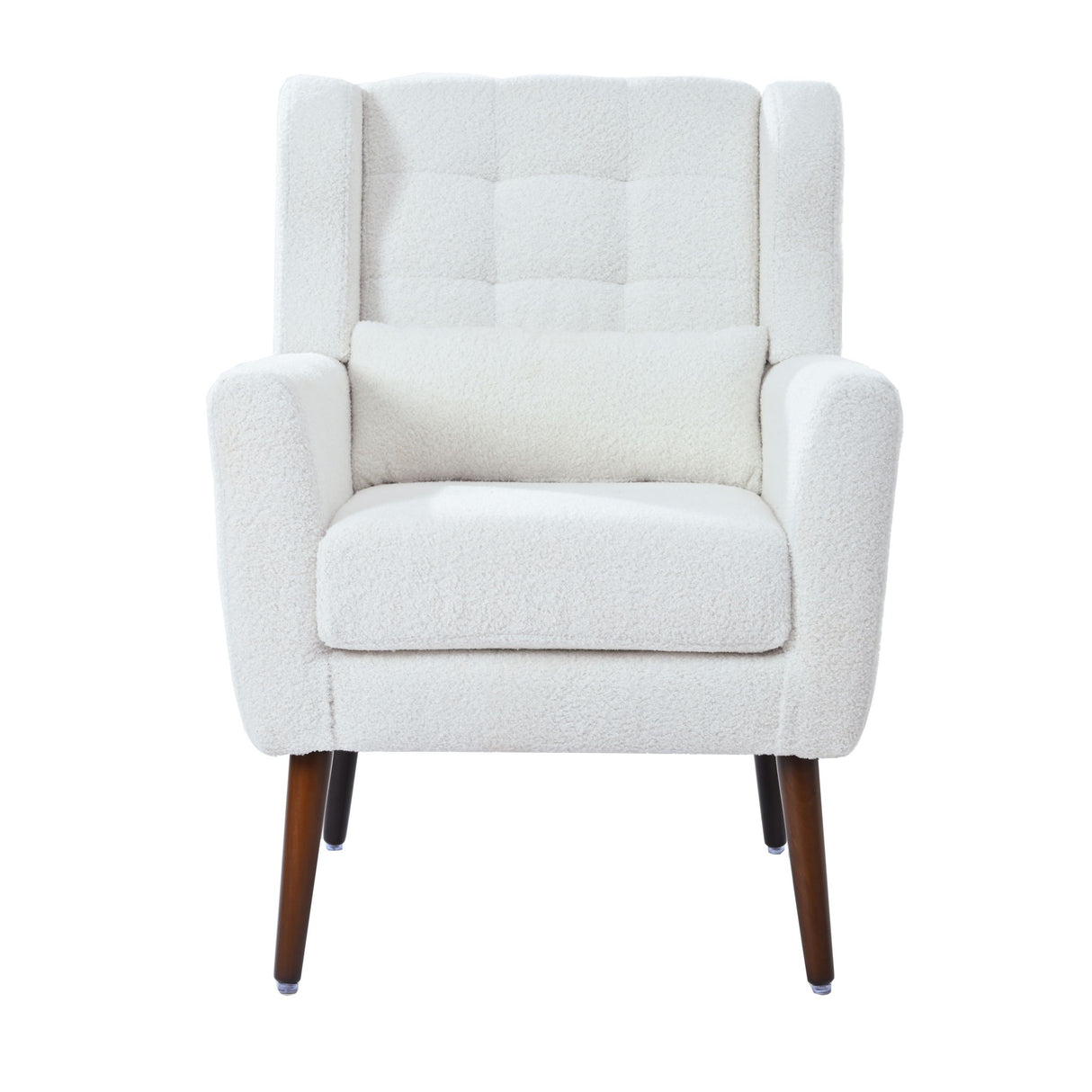 Modern Accent Chair, Arm Chairs For Living Room, Upholstered Mordern Armchair, Comfy Soft Padded Lounge Chair In Small Space, Bedroom, With Pillow, Solid Wood Leg