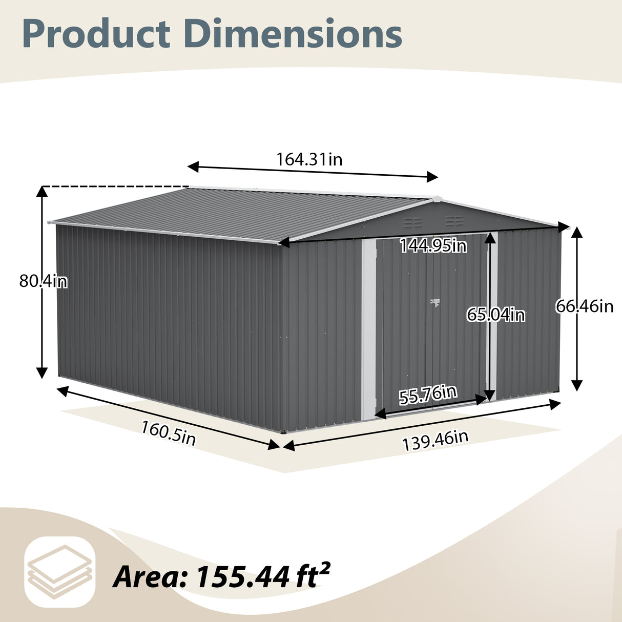 12×14 ft Outdoor Metal Storage Shed