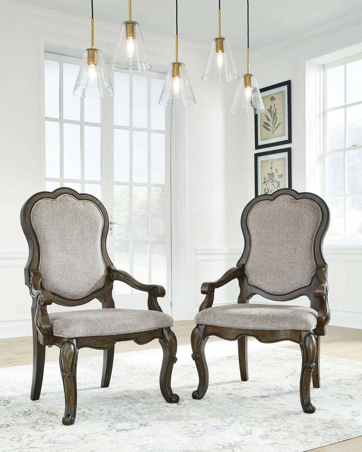 Maylee - Dining Upholstered Arm Chair (Set of 2) - Dark Brown - Best Buy Furniture