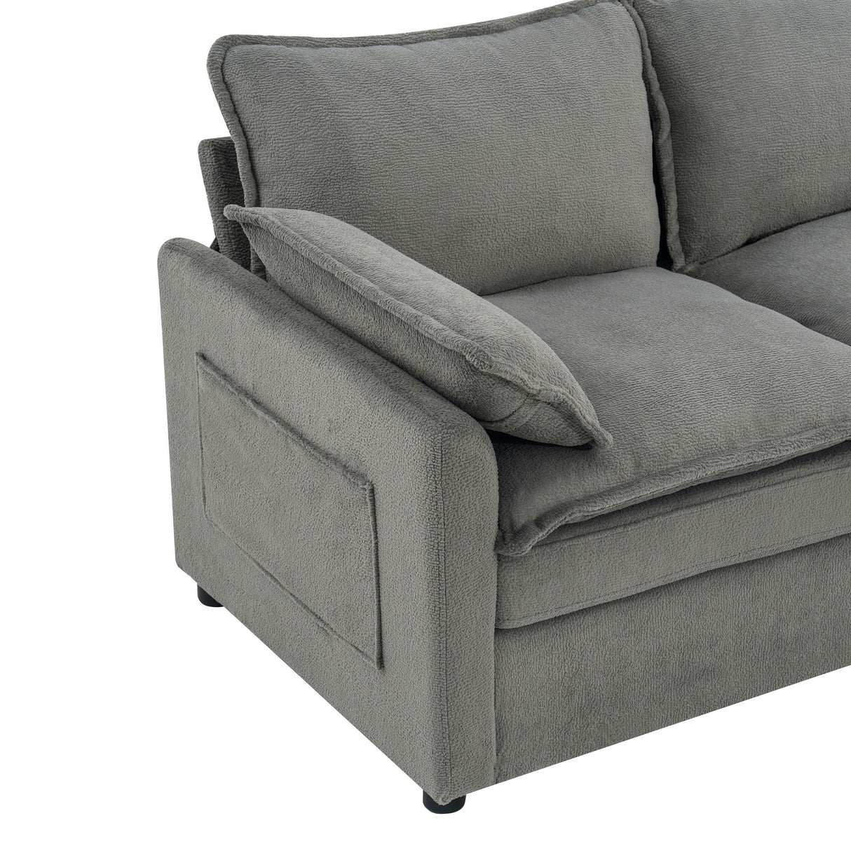 Modern Sofa Set With Double Layer Cushion And Side Storage Pockets