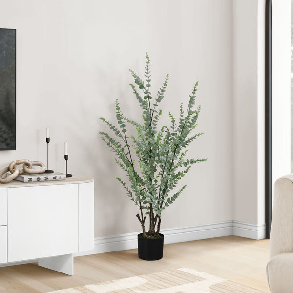 44" Tall, Artificial Plant, Eucalyptus Tree, Indoor, Faux, Fake, Floor, Greenery, Potted, Real Touch, Decorative - Green / Black - Best Buy Furniture