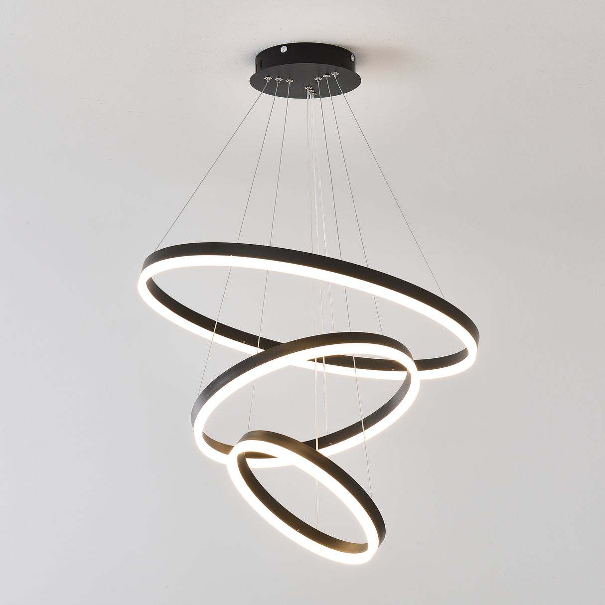 Modern 3 Rings Chandelier with Remote Control
