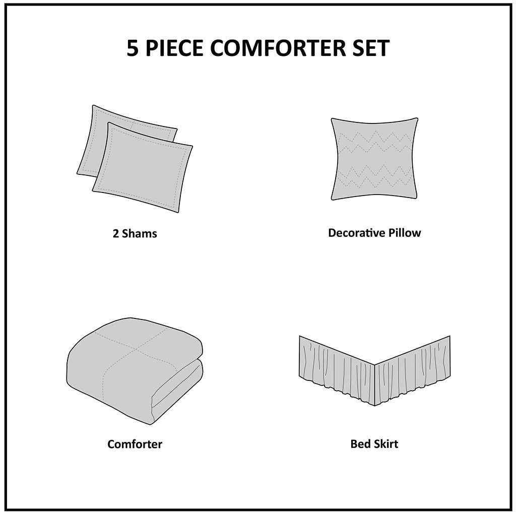 5 Piece Ruffled Comforter Set