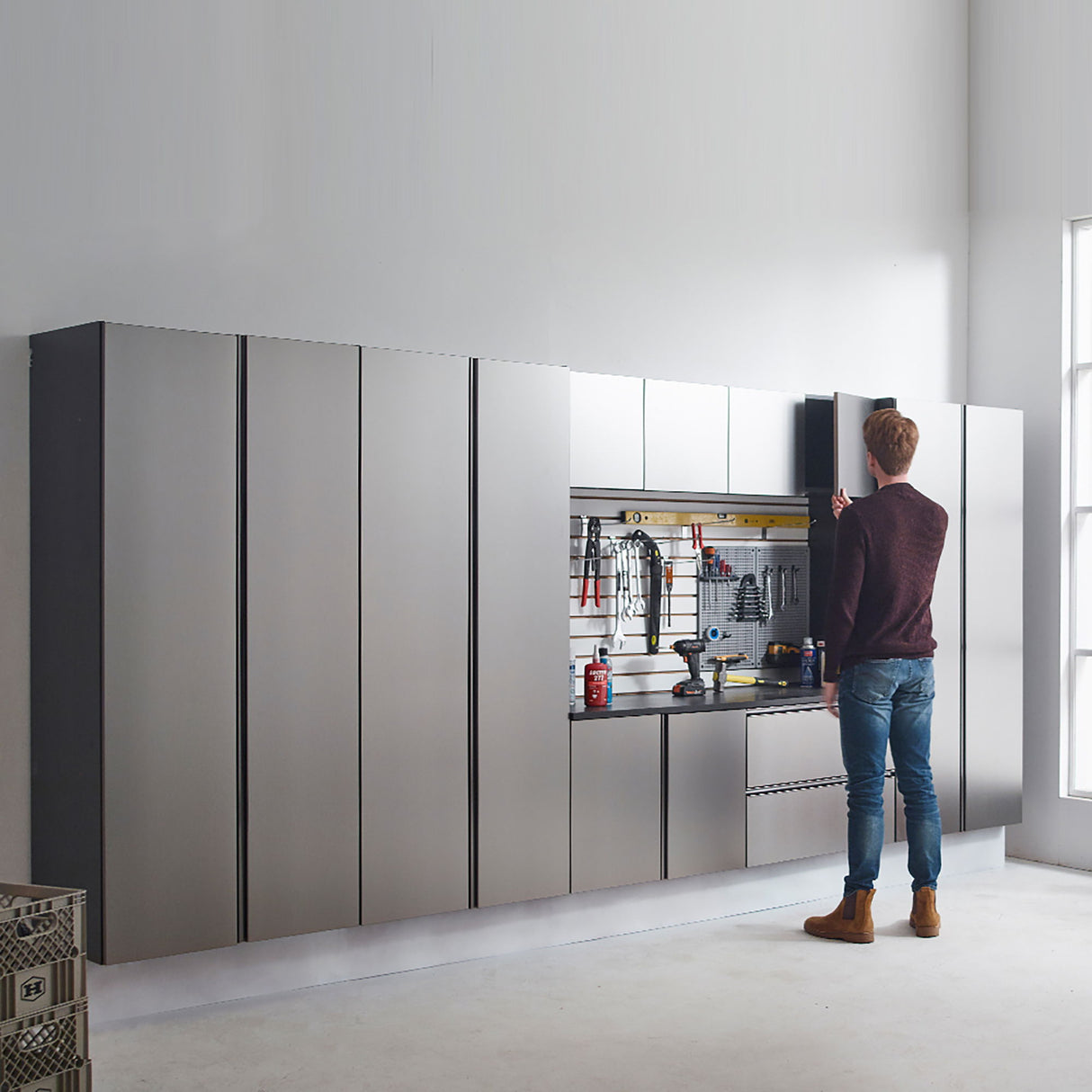 Nova Series - Wall Mounted Utility Storage Garage Cabinet - Dark Gray