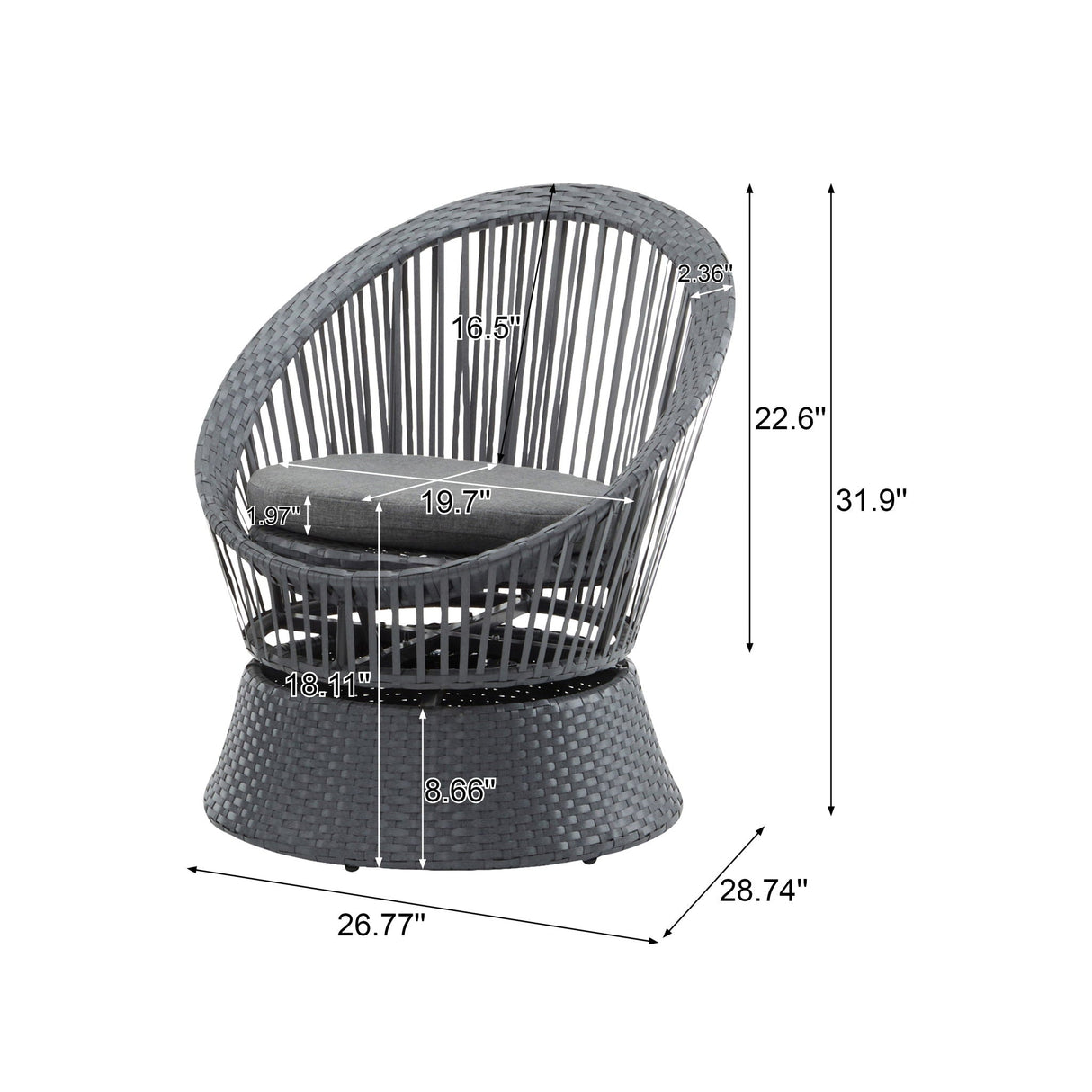 Modern Swivel Wicker Lounge Chair With Round Design - Best Buy Furniture