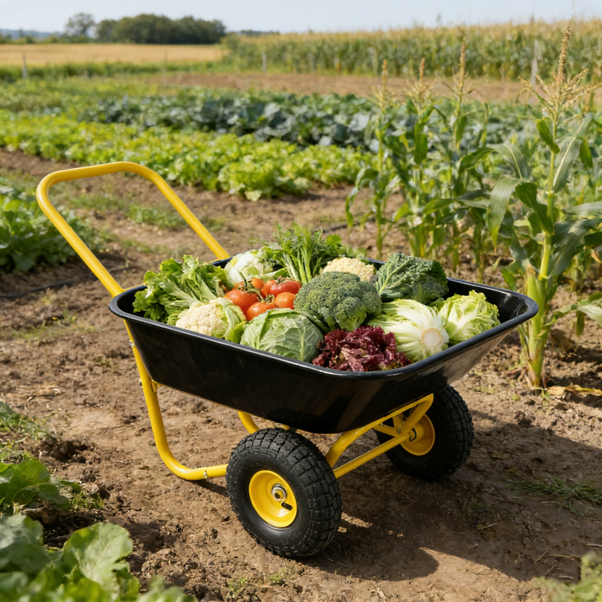 Two-Wheeled Barrow, Garden Cart with 10-Inch Pneumatic Wheels
