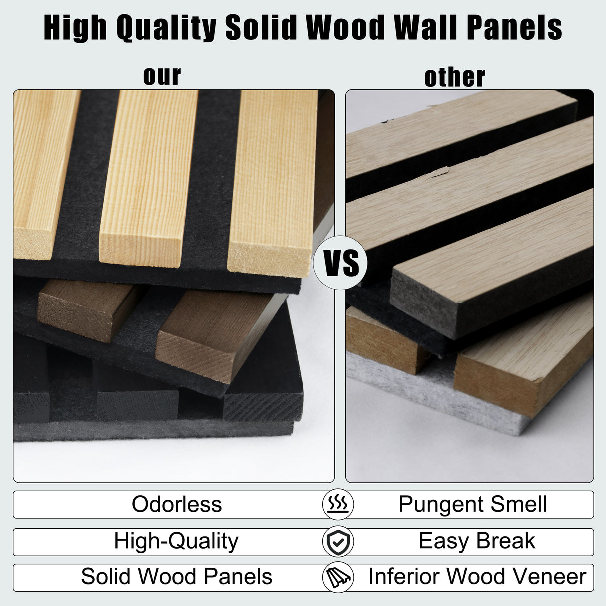 2 Pack Acoustic Solid Wood Wall Panels