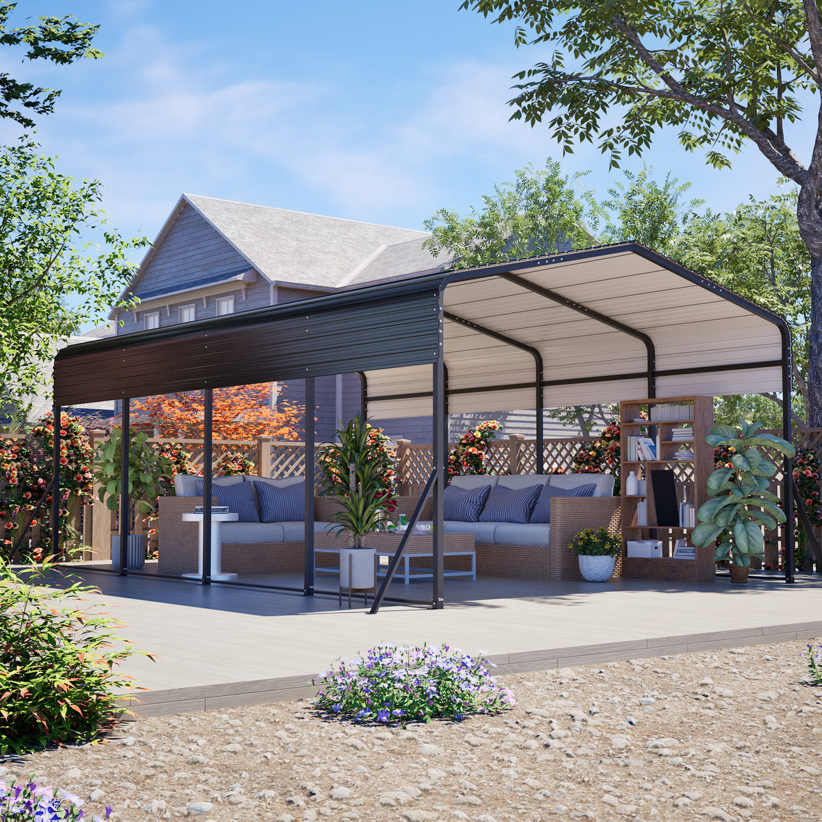 13x20 FT Metal Carport with Upgraded Frame