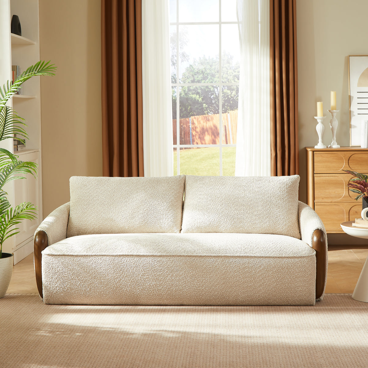75 In. Curved Boucle Upholstered Sofa