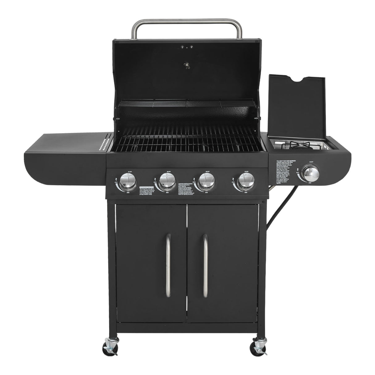 Gas Grill, 4 Burner Propane Gas Grill with Side Burner