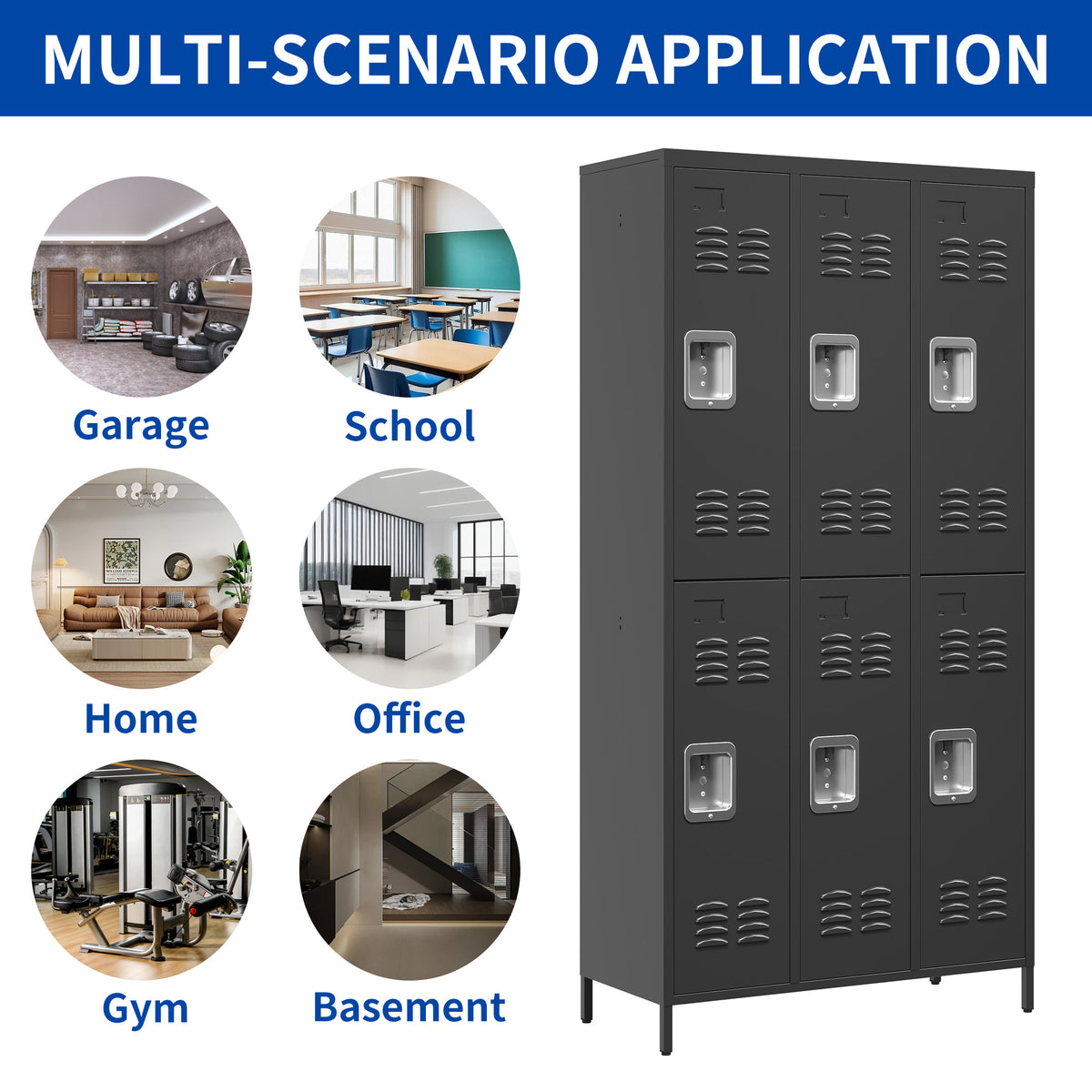 6 Door 72"H Metal Lockers With Lock